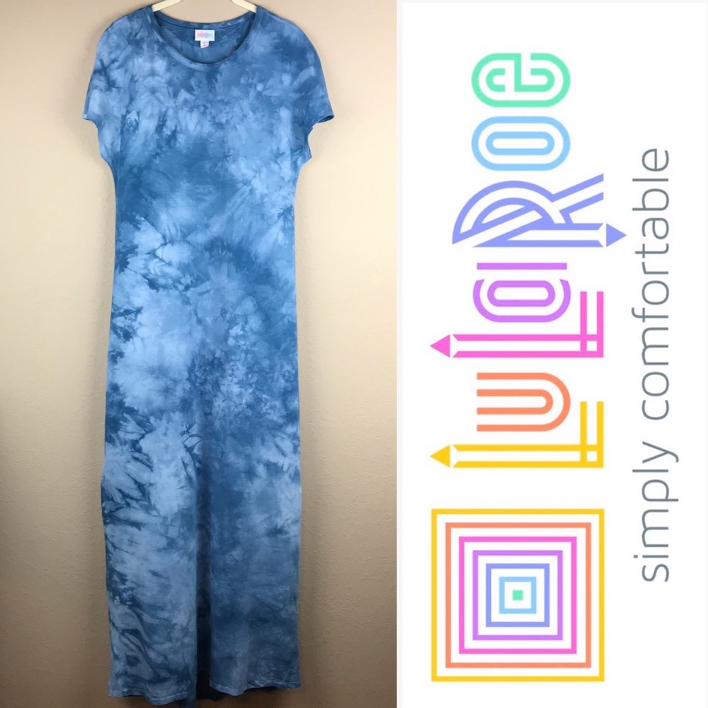 Lularoe Blue Tie-dye Maria Maxi Dress: size XS